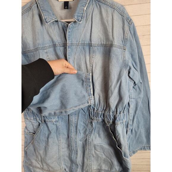 Universal Thread Long Sleeve Zip Up Light Wash Long Length Denim Jacket, sz 16 - Picture 5 of 13